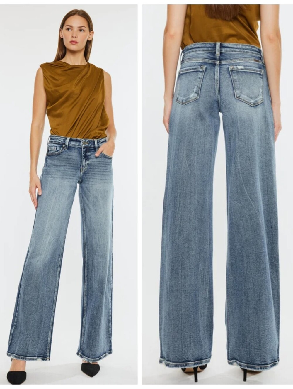 KanCan Venice Mid Rise Wide Leg Jeans Women's 11/29 Caligirl Bohemian Relaxed